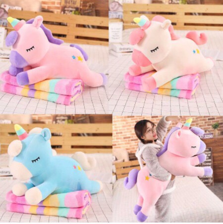 Gối Mền 3 Trong 1 Gấu Bông Kỳ Lân Dài 60cm, Gấu Bông Pony Nhập Khẩu, Hình Như Nào Mẫu Như vậy