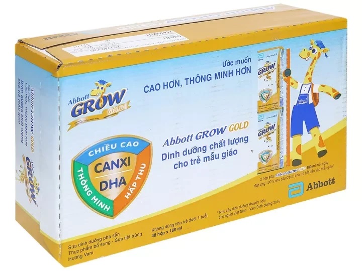 Thùng Sữa Pha Sẵn Abbott Grow nước 180ml Hương Vani