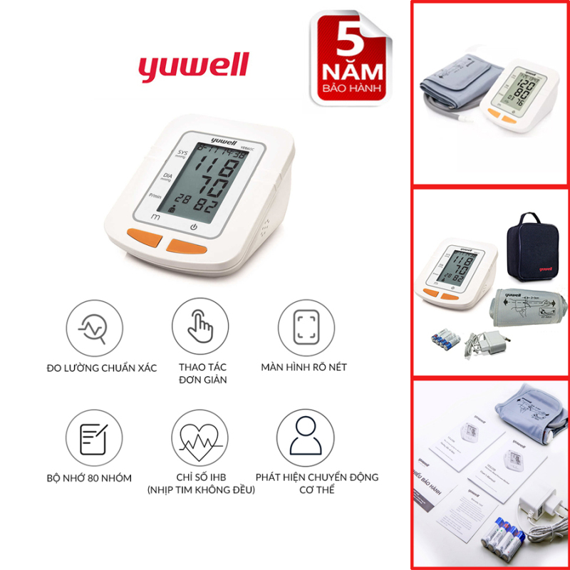 Máy đo huyết áp điện tử bắp tay chính hãng YUWELL 660C nhập khẩu