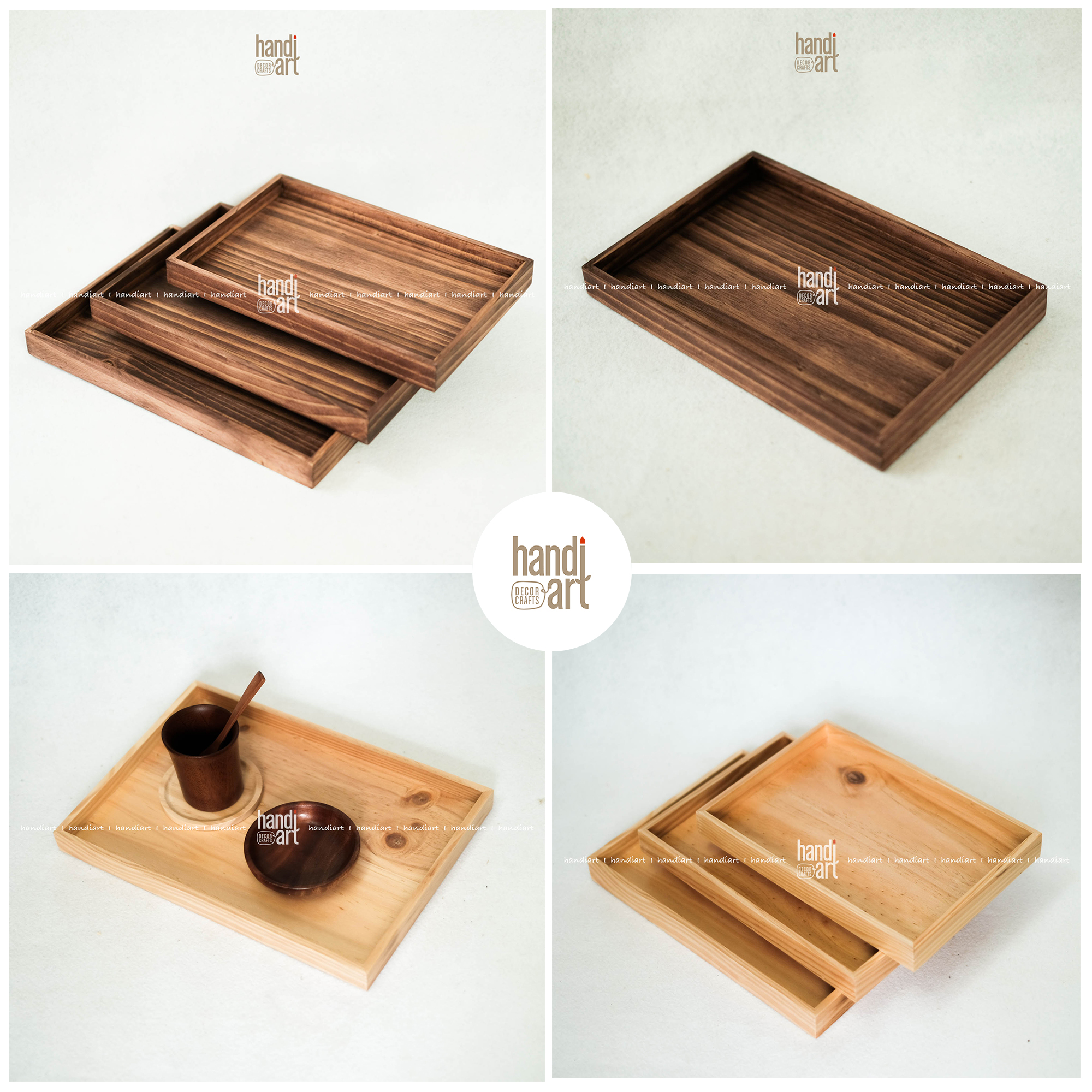 Khay gỗ chữ nhật đựng đồ đa năng