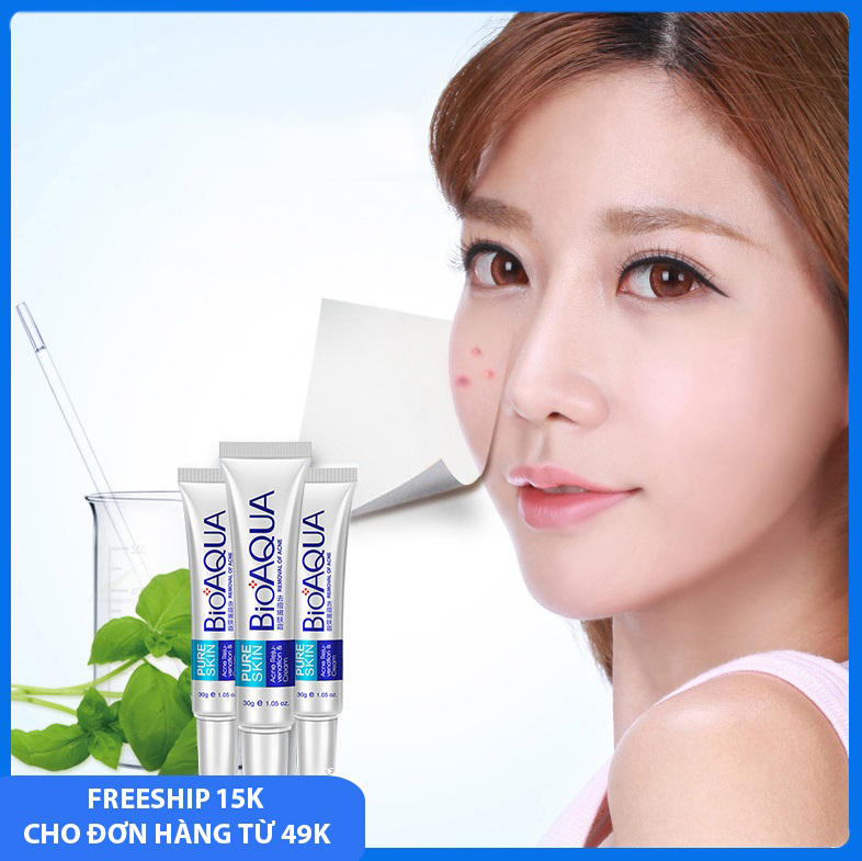 Kem chính hãng BIOAQUA cải thiện mụn, mờ sẹo, dưỡng ẩm, dưỡng trắng da mờ thâm hiệu quả, có thể dùng cho mụn ở mặt, lưng, mông, kem cao cấp giá rẻ nội địa Trung 30g July20 SPU048