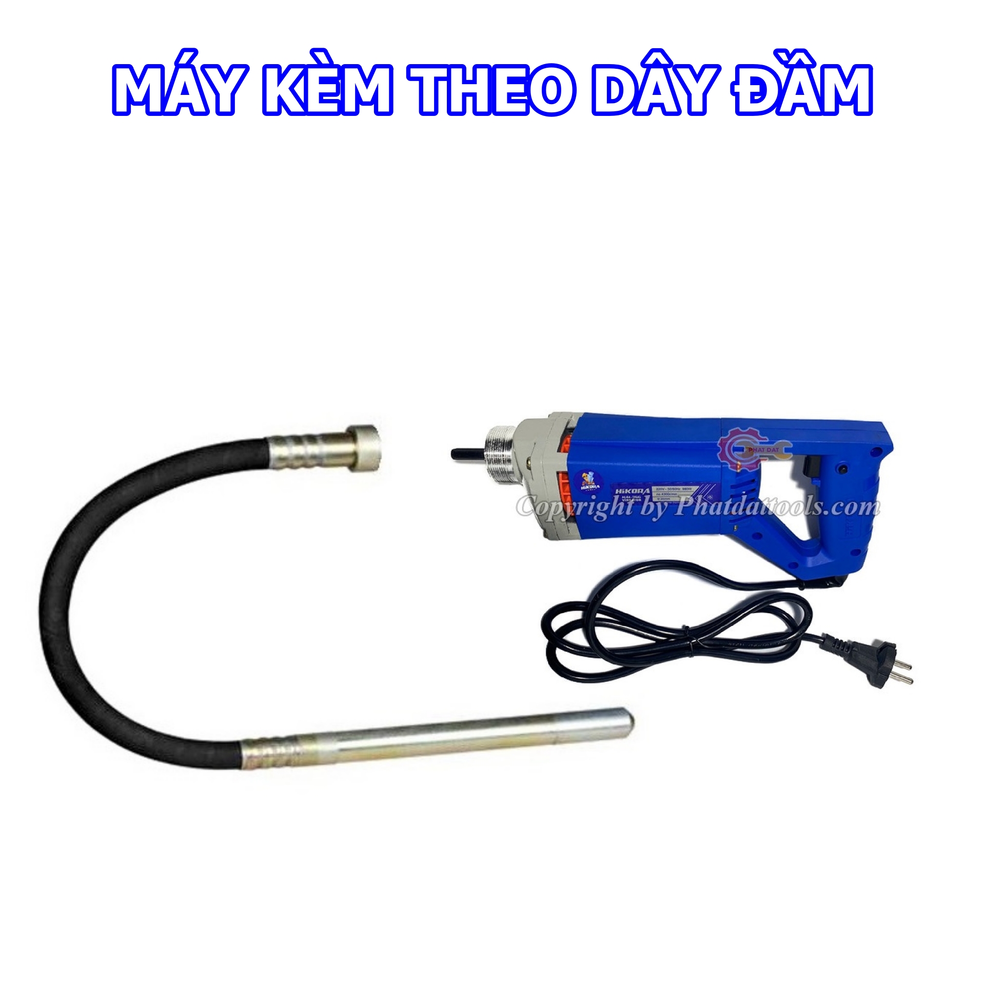 Máy đầm dùi betong cầm tay hikora ha1-35g - kèm cả dây đầm 1m2 - bảo hành 6 tháng