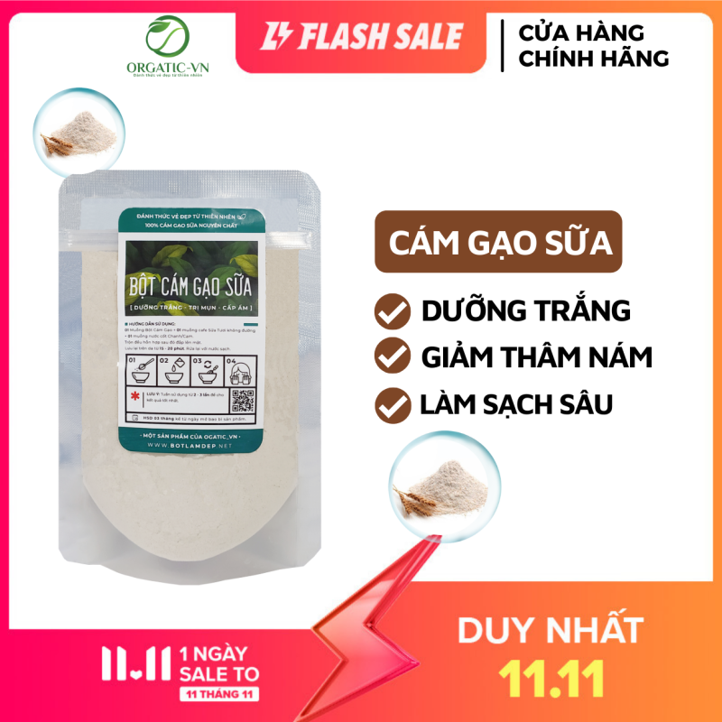 Bột cám gạo sữa nguyên chất Organic 100Gr- mỹ phẩm Handmade - B1.005