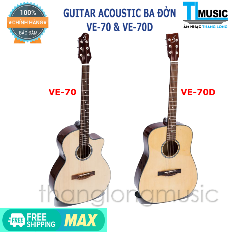 [Chính hãng] Ghi-ta Acoustic Ba Đờn - Đàn guitar Acoustic Ba Đờn VE70 & VE70D ( Kèm phụ kiện )