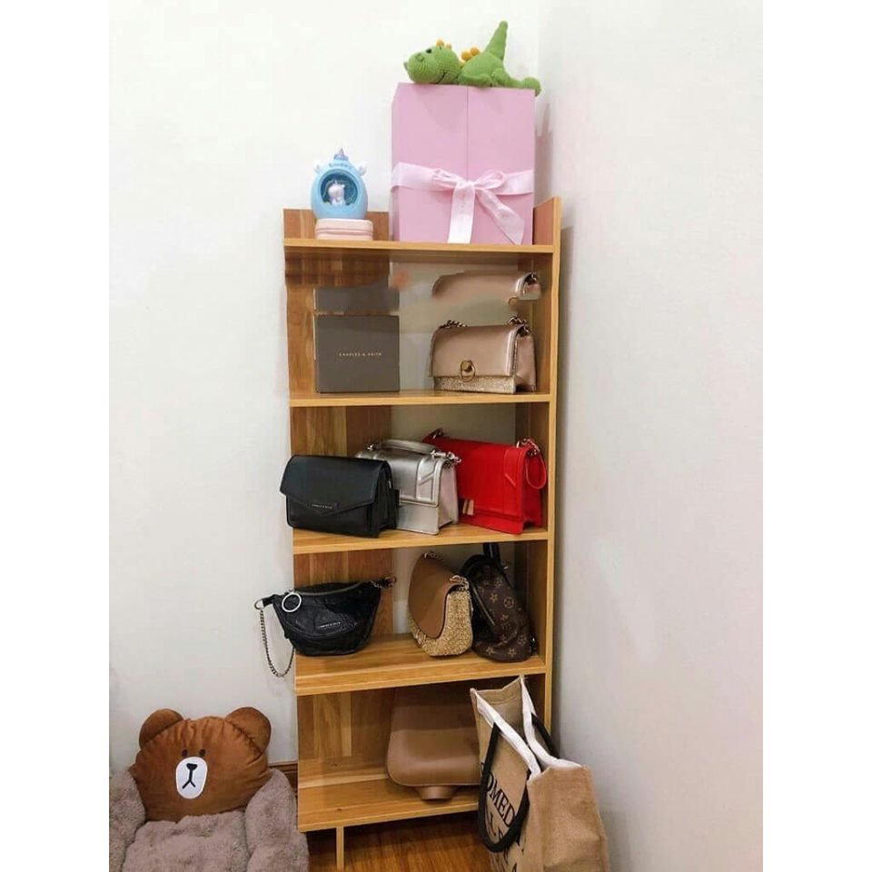Kệ gỗ trang trí, kệ góc tường gỗ 5 tầng [giao màu ngẫu nhiên]