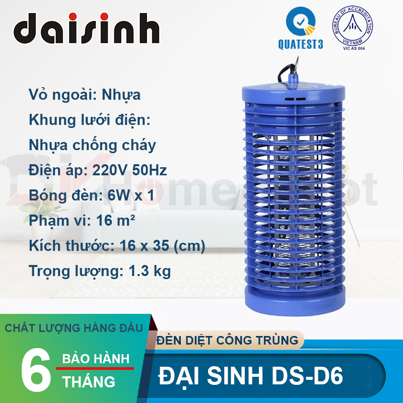 Đèn diệt côn trùng Đại Sinh DS-D6 (Xanh)