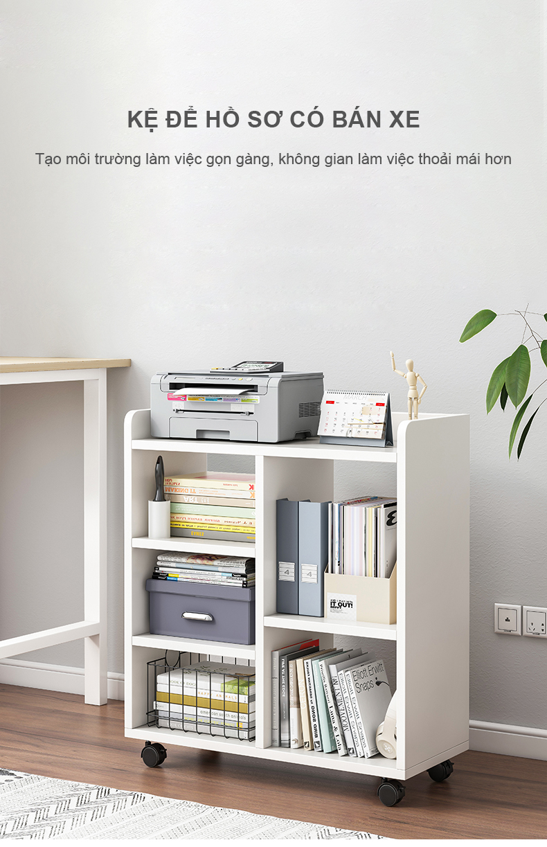 Kệ đa năng lưu trữ đồ có bánh xe, giá sách kệ để đồ tiện lợi - gp173