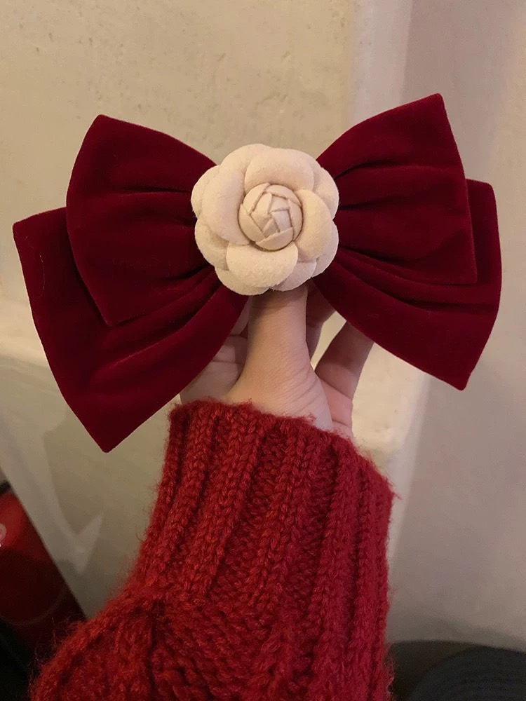 🎀 𝑭𝑹𝑬𝑬𝑺𝑯𝑰𝑷 🎀 Kẹp Tóc Nơ Vải Nhung Phong Cách Hàn Quốc