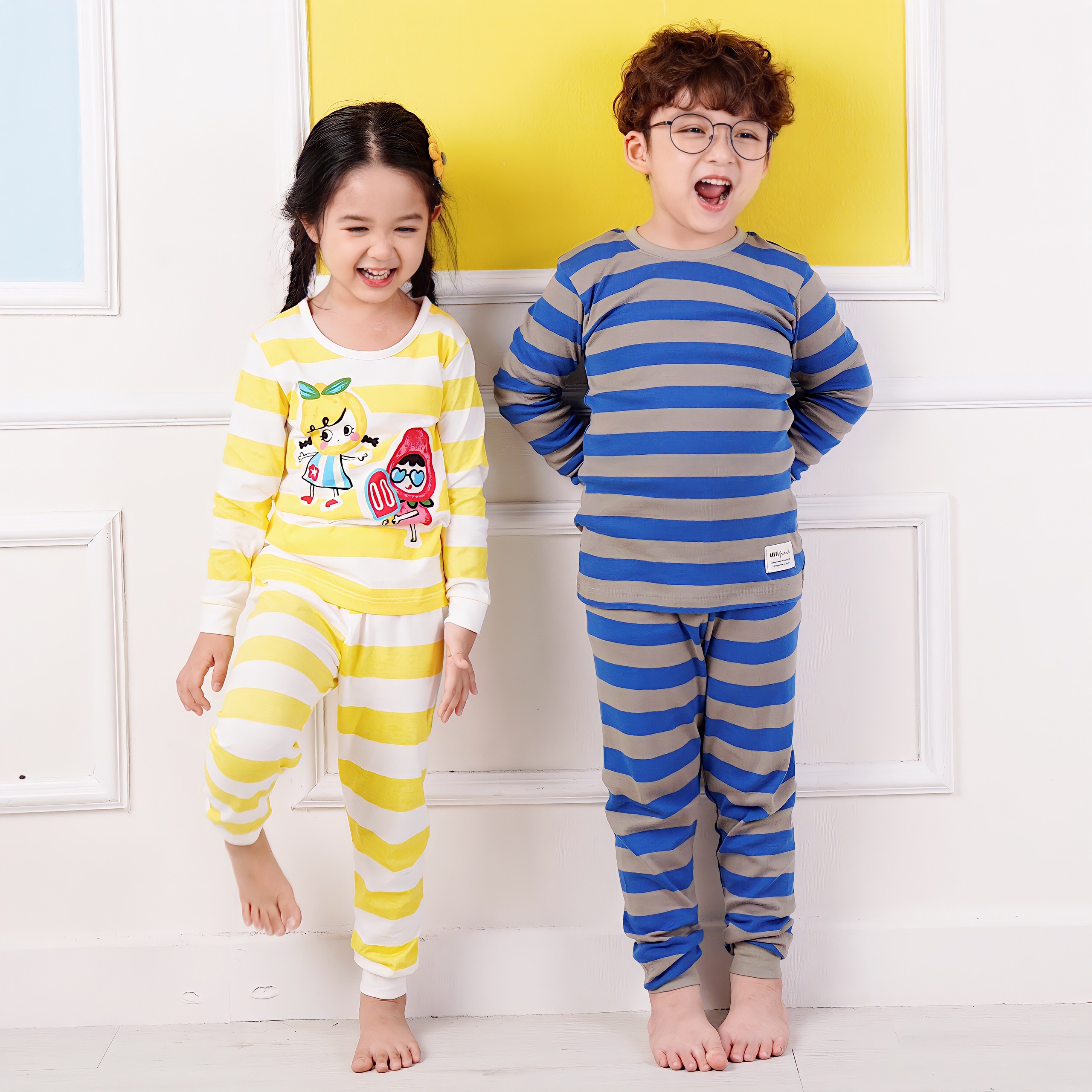 Nơi bán Bộ đồ quần áo dài tay cotton mùa thu đông cho bé trai và bé gái Unifriend Hàn Quốc U2021-a