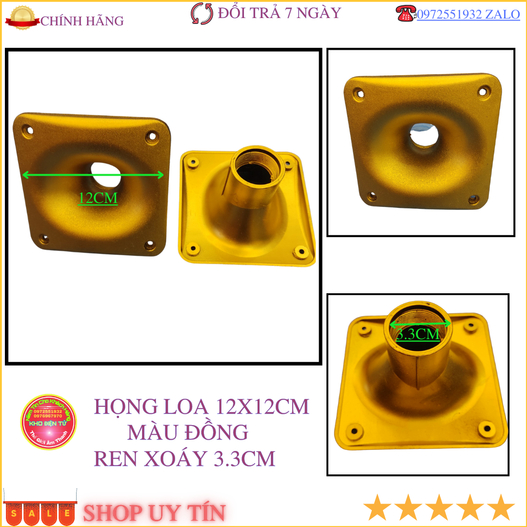 Họng loa treble kèn 12x12 cm màu đồng hàng chất lượng Giá 2 chiếc.