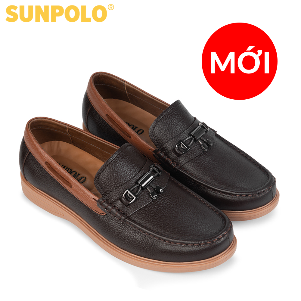 Giày mọi nam da bò sunpolo giày công sở, đi tiệc cs5163