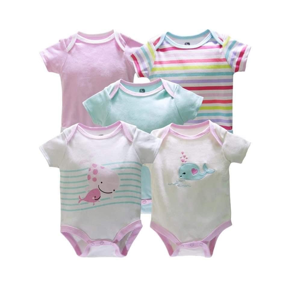 [HCM]Set 5 bộ body cộc tay cho bé trai bé gái (Giao màu ngẫu nhiên)