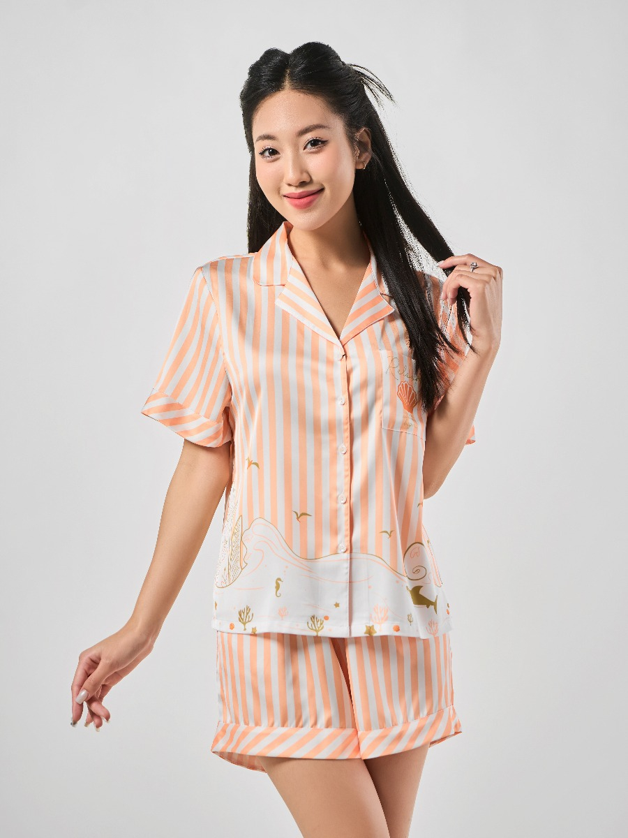 Winny - bộ đồ lụa cộc tay quần đùi mặc nhà 1mnsa23108c