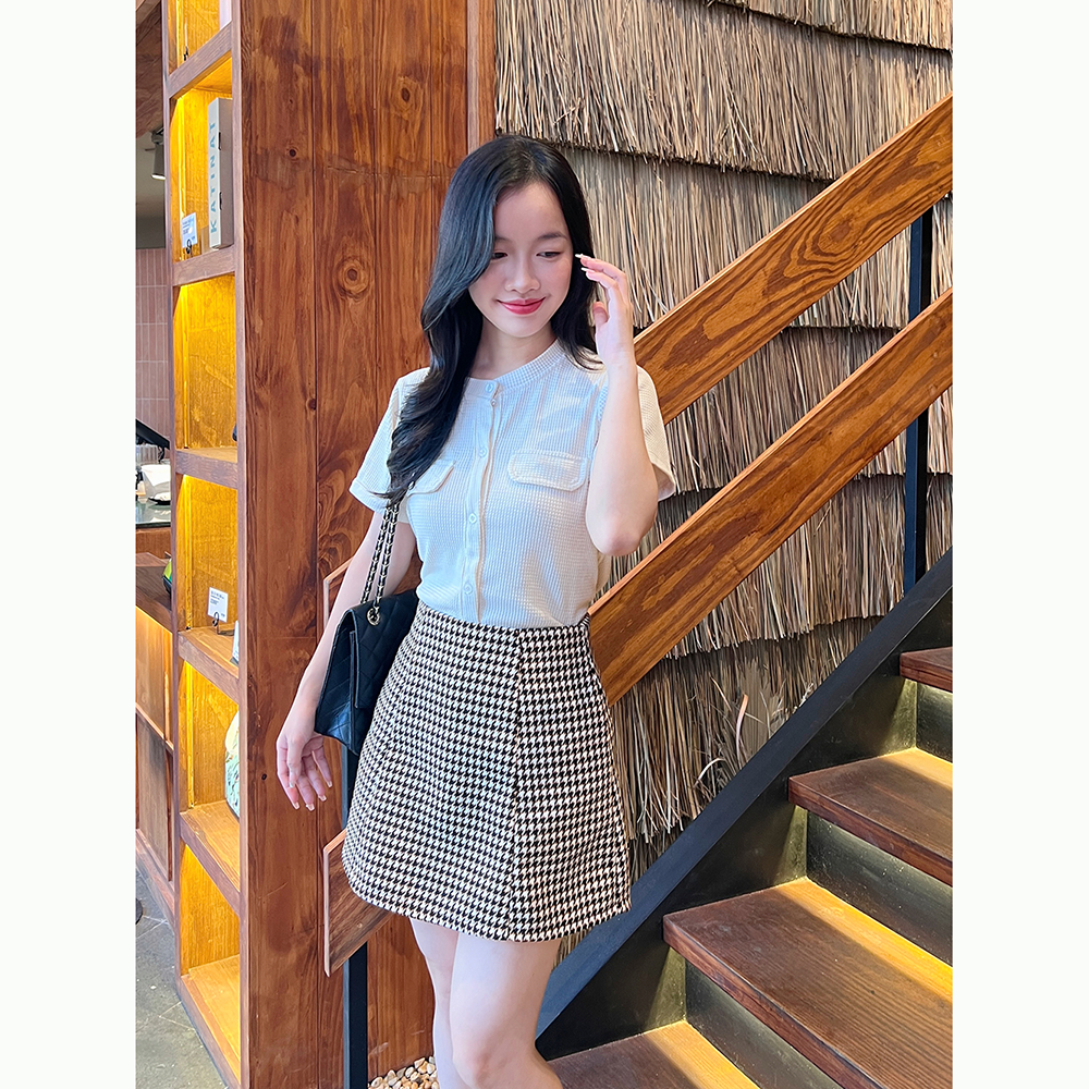 Chân váy chữ A dạ tweed MOOLYS basic MK002