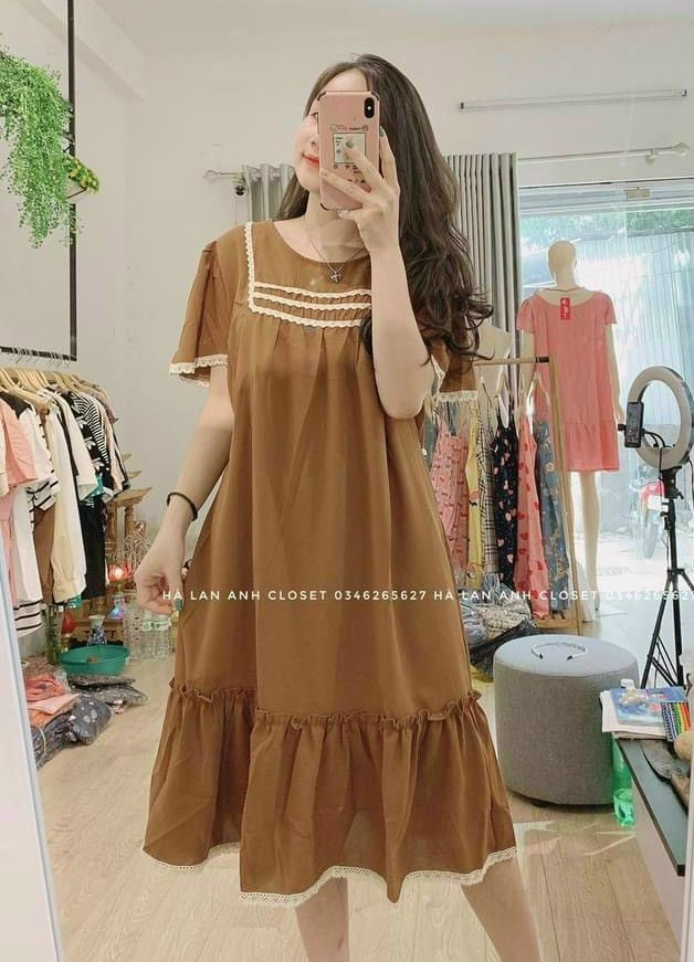 Váy bầu giá rẻ dáng dài-đầm bầu dễ thương cho mẹ trẻ dáng suông họa tiết hoa nhí xinh xắn