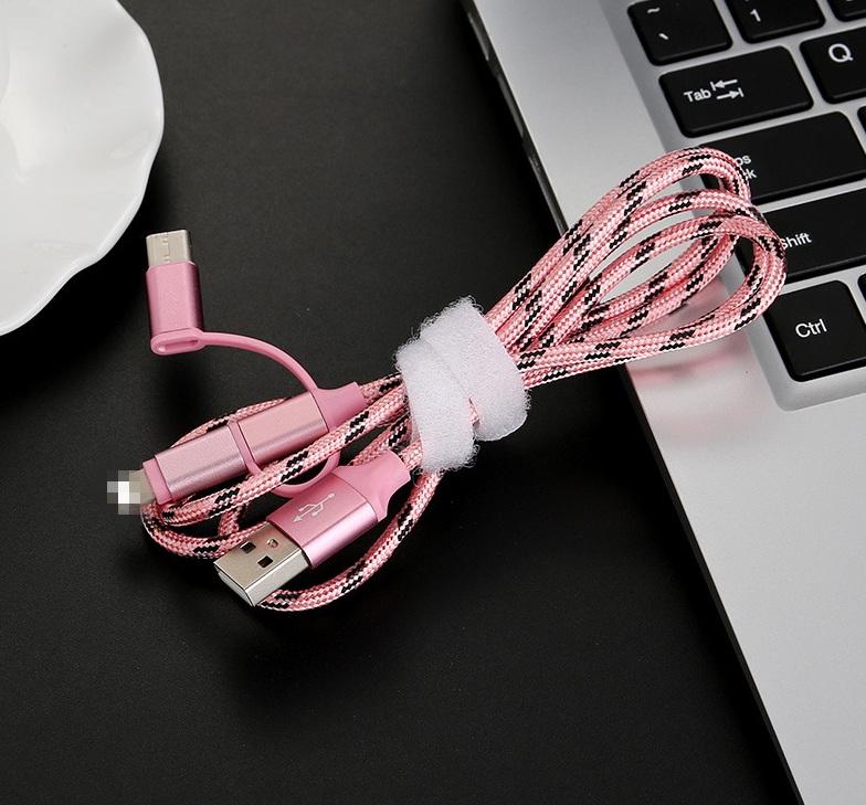 Cáp sạc đa năng 3 in 1 dây dù MICRO/LIGHTNING/TYPE-C