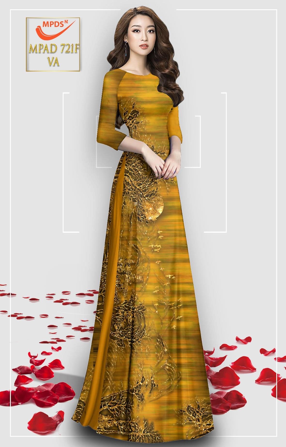 Vải may áo dài phong cảnh ánh trăng quá xinh, hàng cao cấp