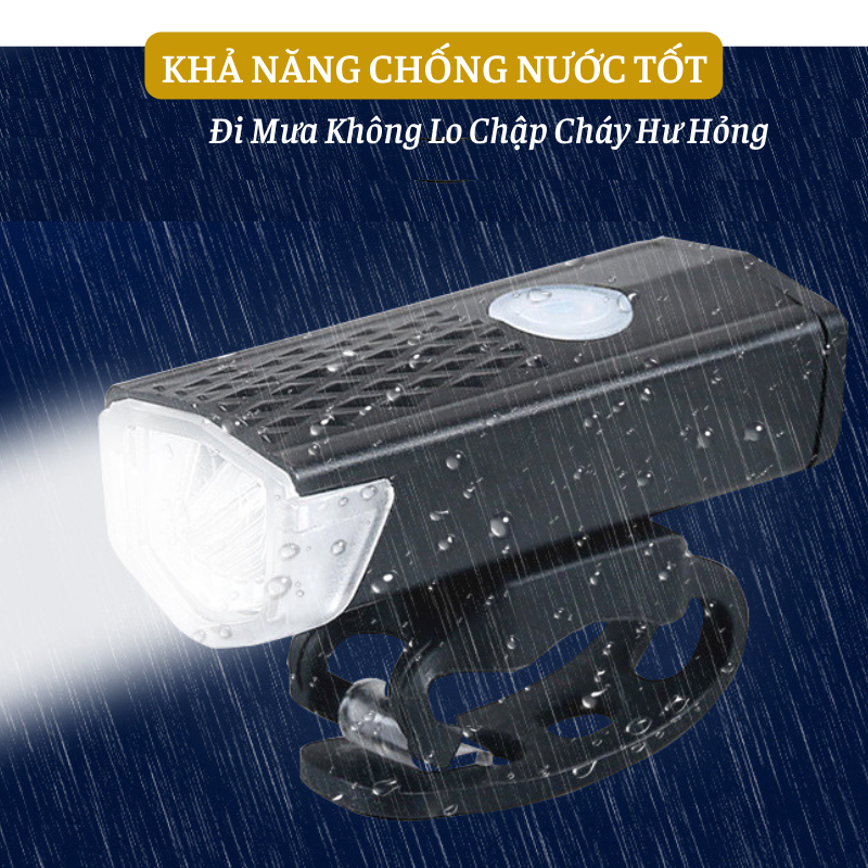 Đèn led xe đạp thể thao, đèn USB chống nước siêu sáng