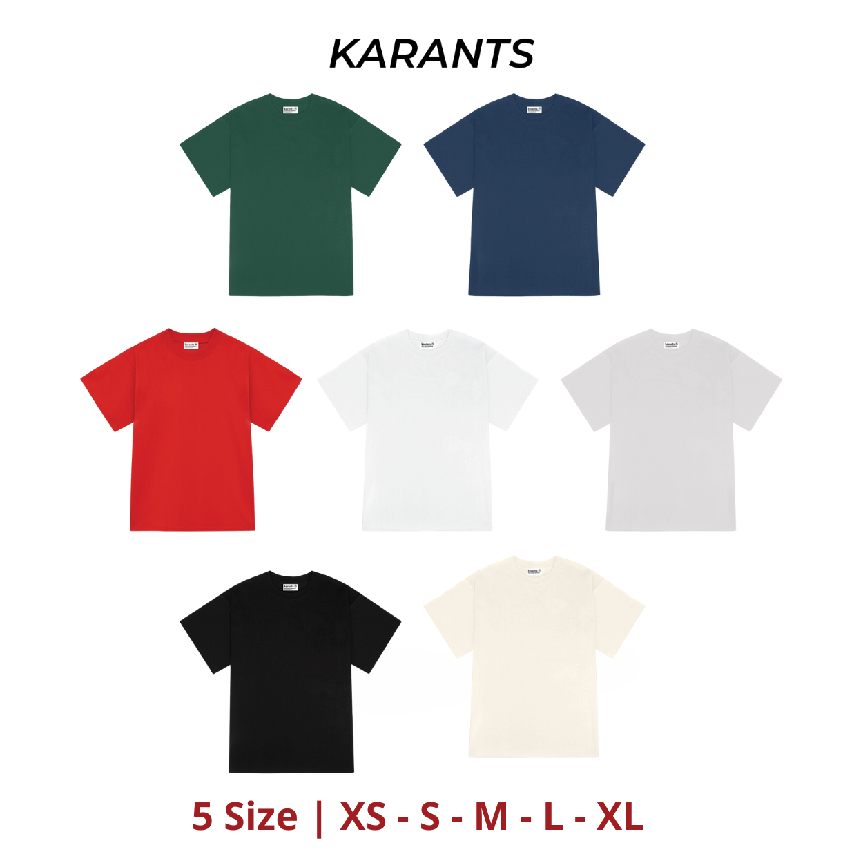 Áo thun trơn 260gsm Karants cotton 5 size cao cấp form oversize Nam Nữ Unisex Menswear - KR177