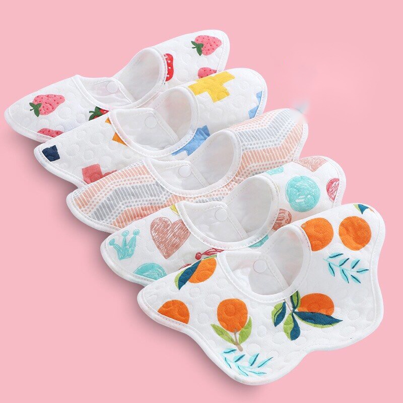 Yếm tròn chống thấm xoay 360 độ chất liệu cotton mềm mịn thấm hút tốt nhiều họa tiết cho bé yêu