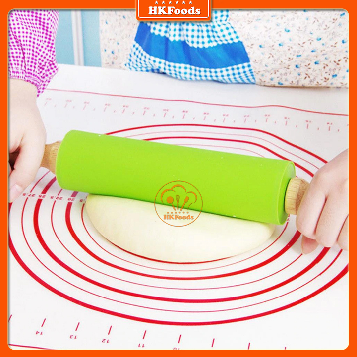 Cán Lăn Bột Silicon/Rolling Pin Có Trục Xoay 38cm