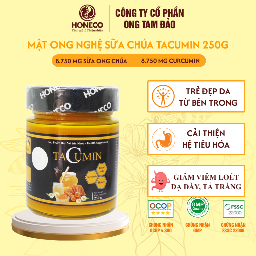 Nghệ mật ong Tacumin Honeco 250g (Mật ong, tinh chất nghệ Curcumin, Sữa ong chúa tươi)