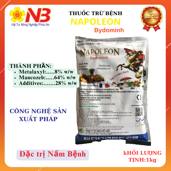 Thuốc trừ bệnh Fortazeb Biorosamil 72WP- Bột xanh (Napoleon) 1Kg (Metalaxyl 80g/kg+ Mancozeb 640 g/kg)- Bột xanh- VTNN Năm Bưu