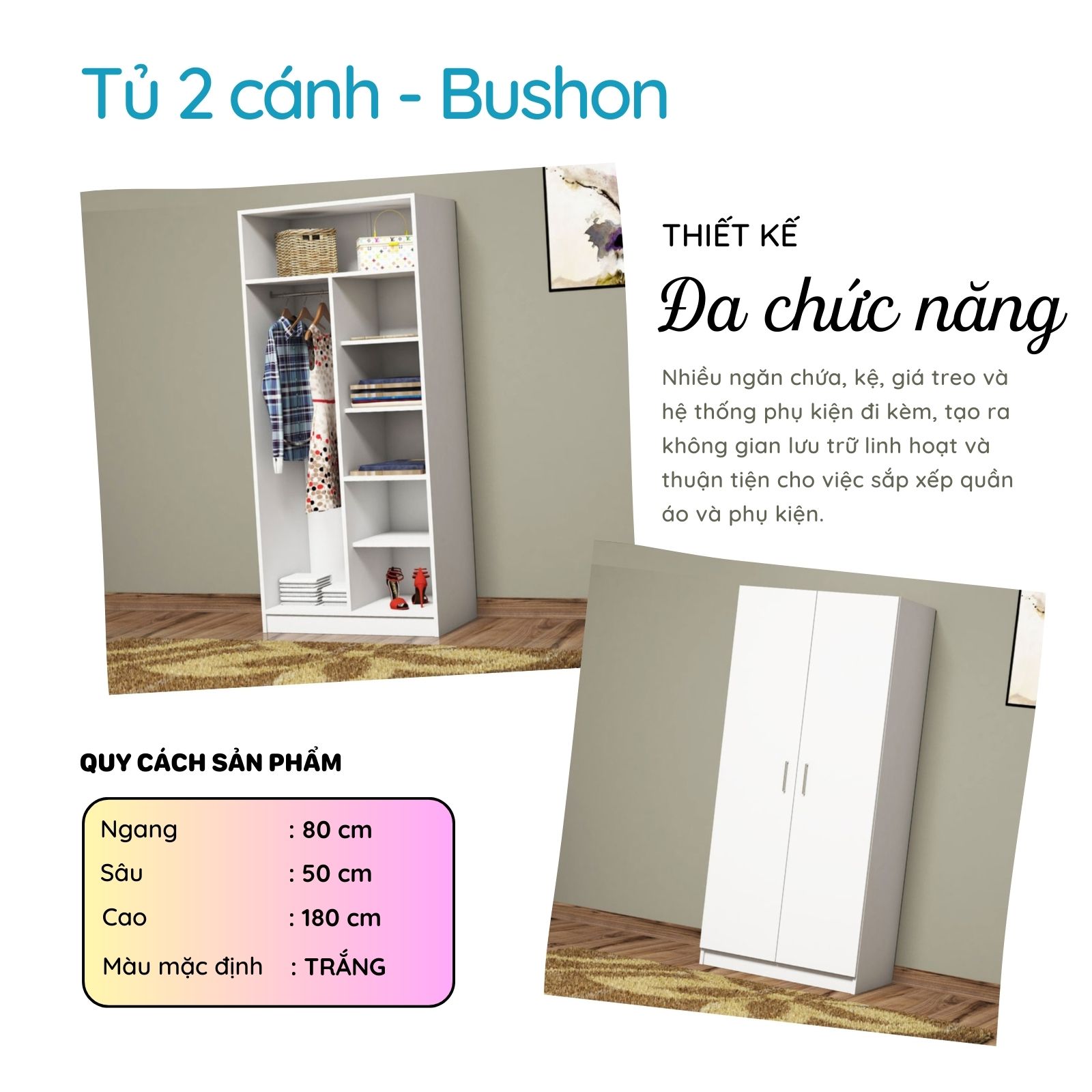 Tủ quần áo đẹp phong cách hiện đại thương hiệu smlife