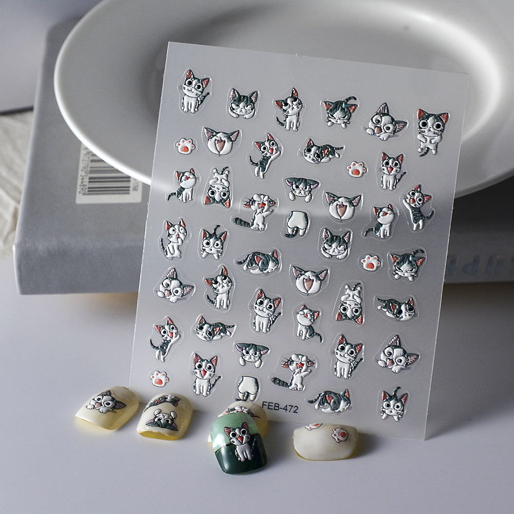 Sticker Lụa Nổi 5D | Bé Mèo Chii | Hình Dán Móng Tay