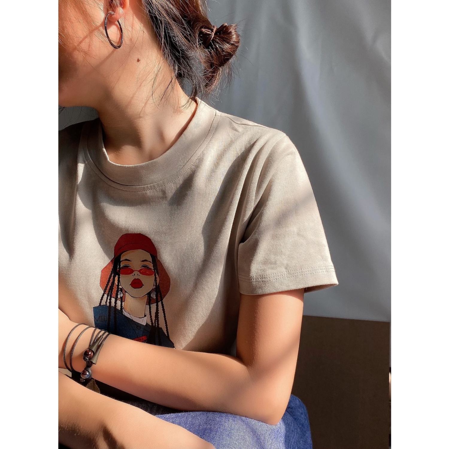 Aó thun nữ cotton dáng xuông