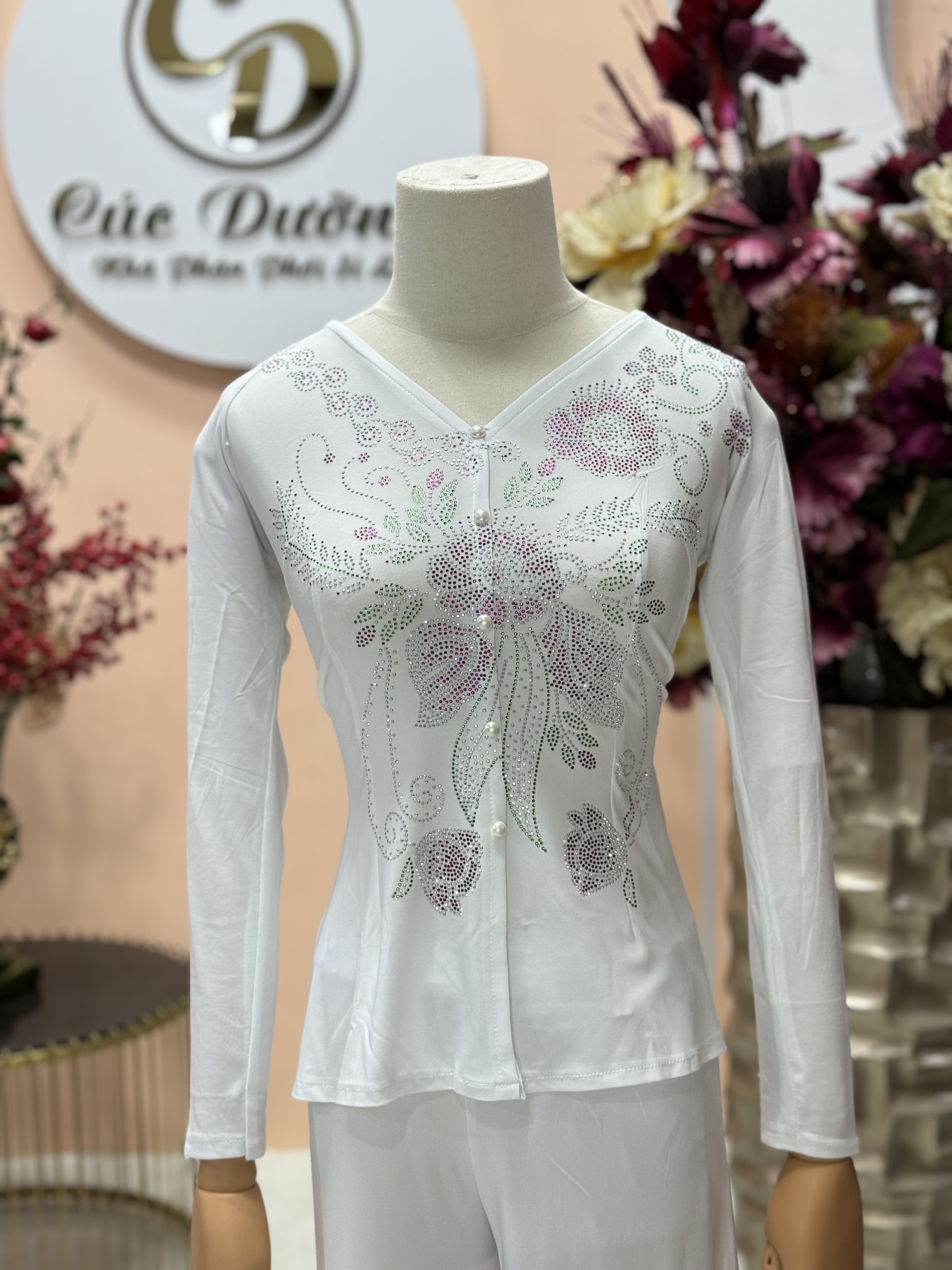 Ba Ba Top (Pants Not Included) with Stone Embellishments and Cotton Trim New 2026