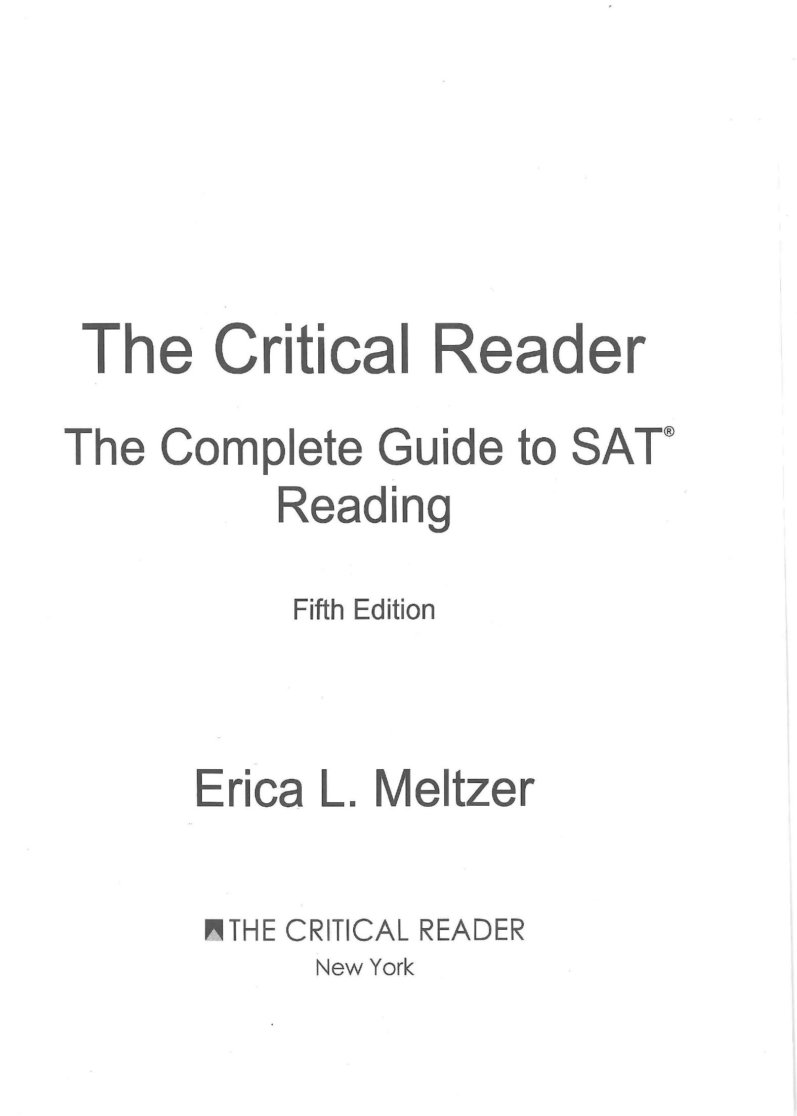 The complete guide to SAT Reading 5th (Sách đen trắng)