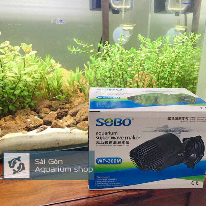 Máy Thổi Luồng, Tạo Sóng Sobo WP-300M 10W Cho Hồ Cá Cảnh, Tạo Dòng Chảy, Đẩy Phân,1 Công Đôi Việc
