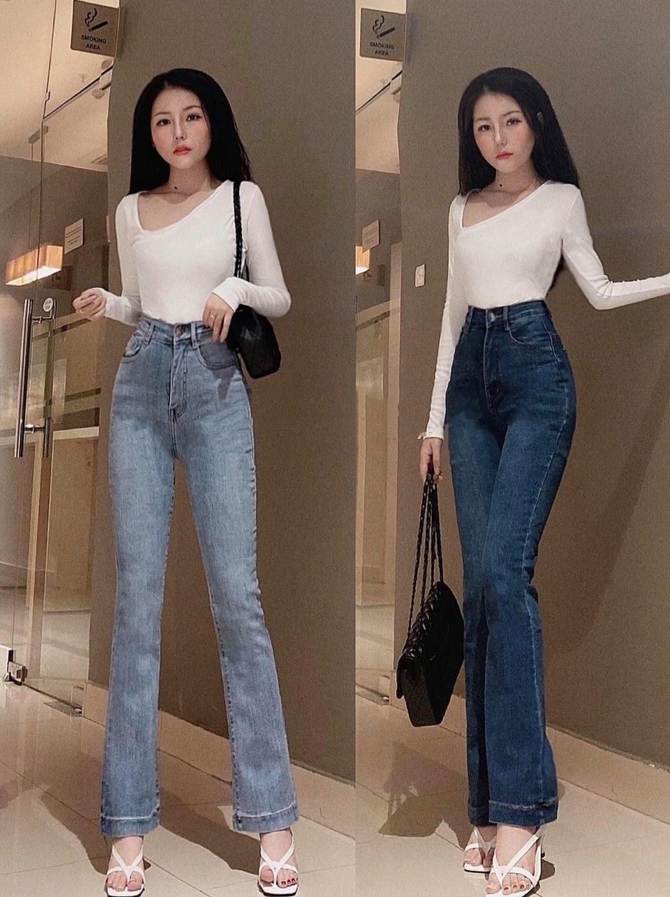 Quần jean nữ lưng cao ỐNG LOE  LAI BẢN TO siêu hot trend mẫu mới nhất s4-31