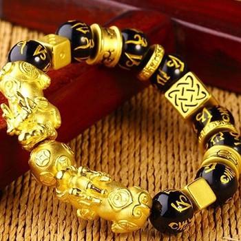 [HCM]Vòng đeo tay phong thủy ngọc tỳ hưu đá mắt mèo (2 đầu lân)