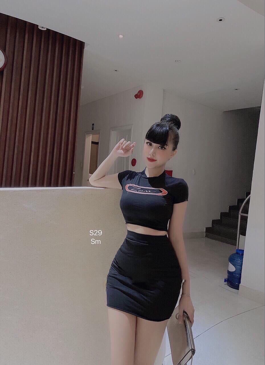 Sét áo croptop kèm váy-HM
