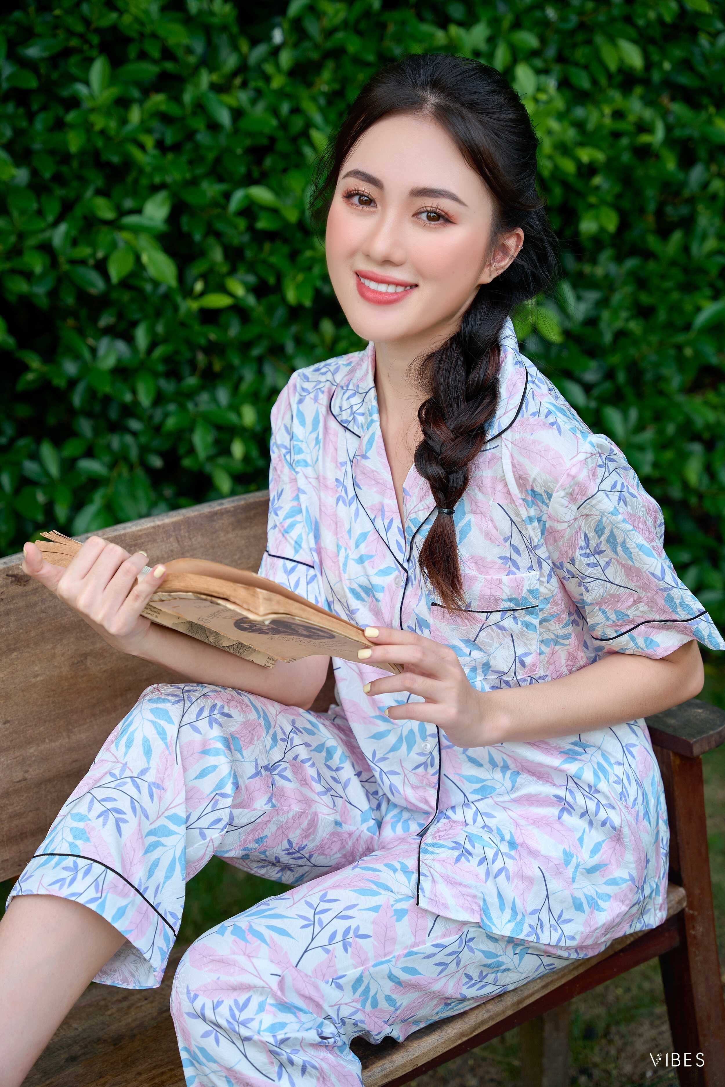 VIBES Bộ Pijama dài lụa gấm cao cấp Wendy Long Py Set