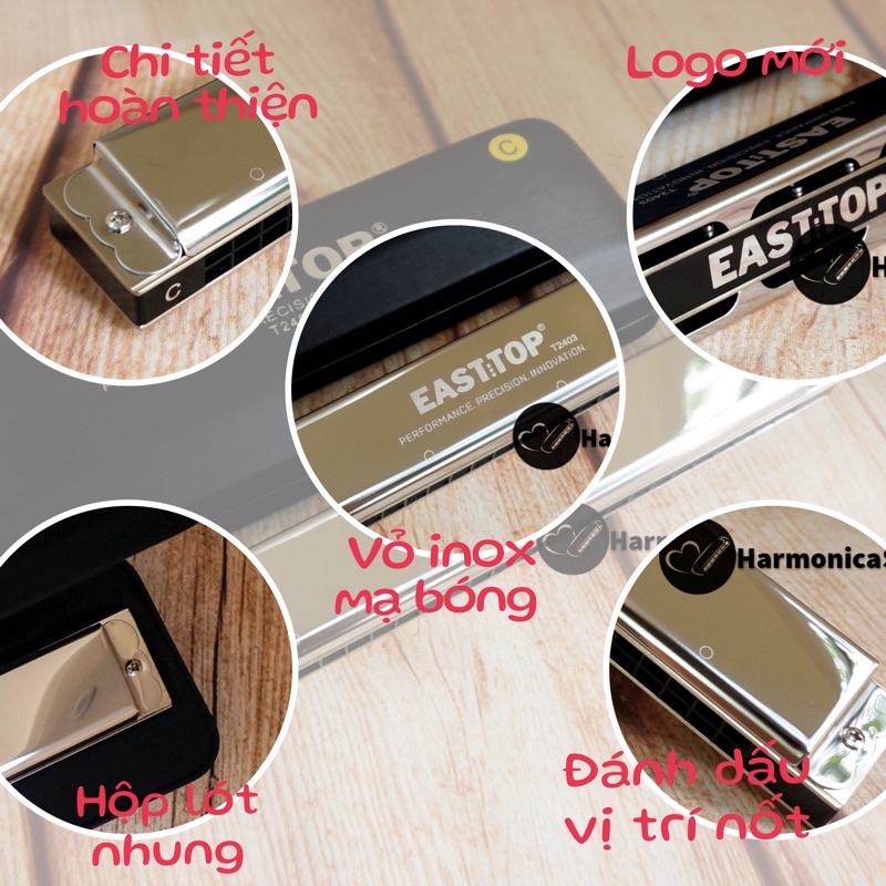 🎶Kèn Harmonica 24 lỗ tone Am🎵Tremolo Easttop T2403 version 2 (có tone thứ)