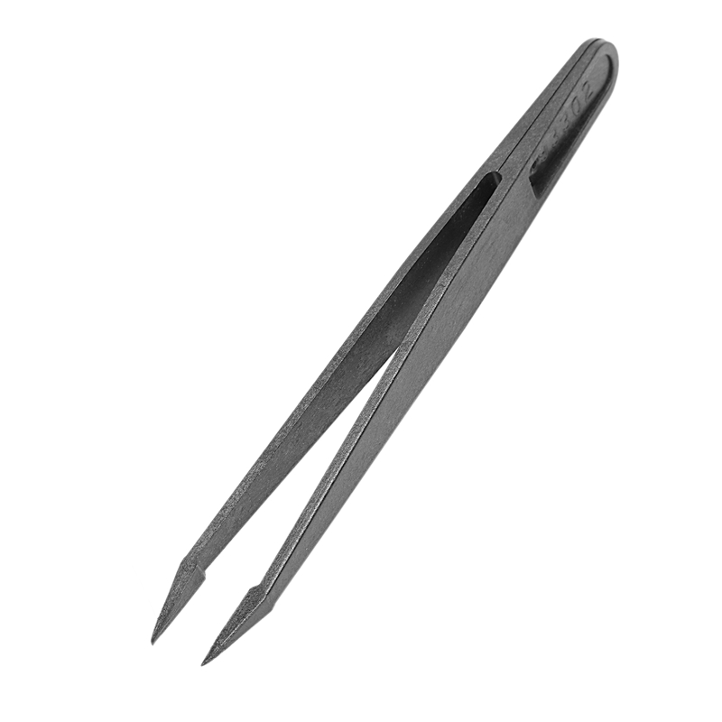 6PCS Precision Tweezer Set Plastic Anti Static Tool Kit Size 1/2/3/5/6/8 each one(Black)