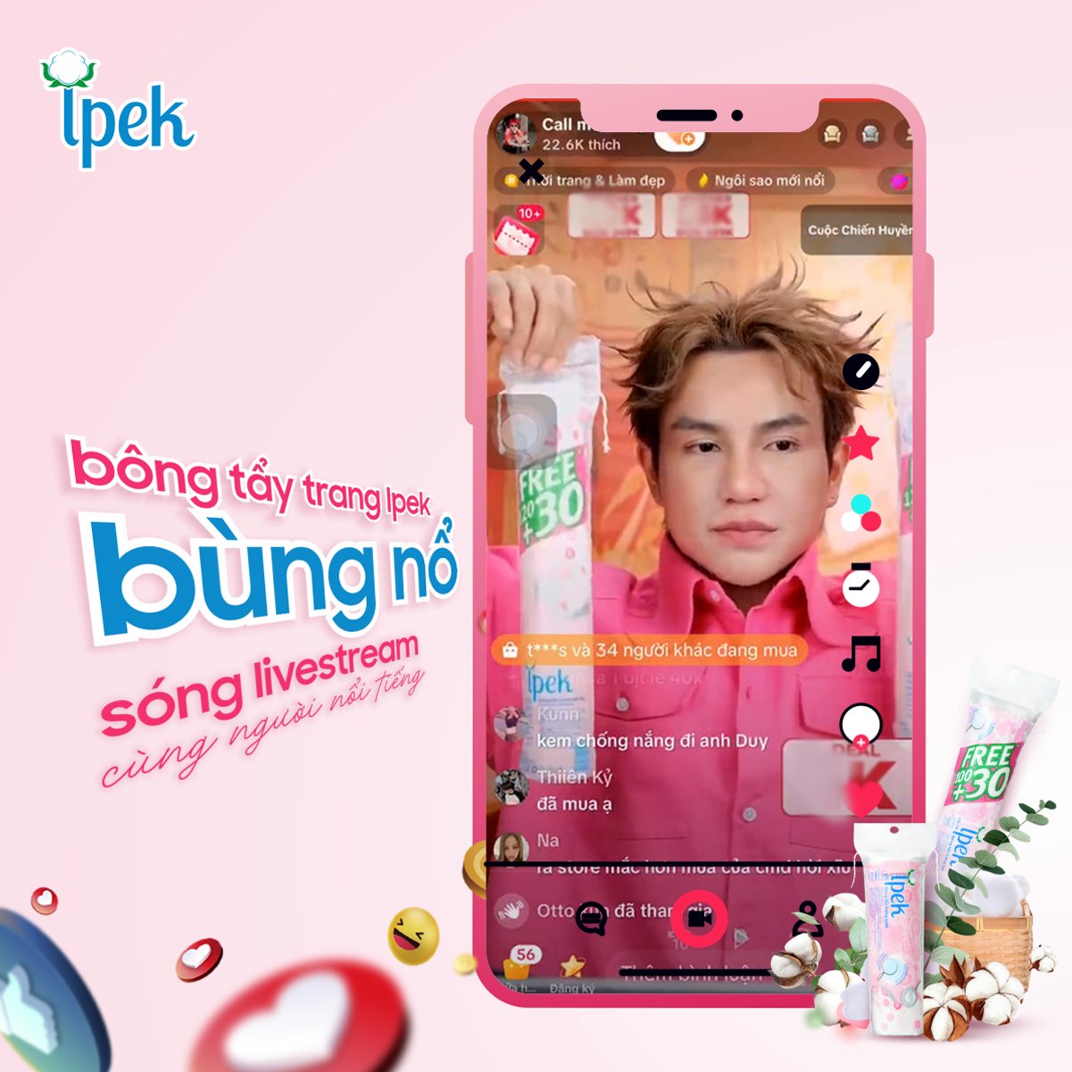 Combo 5 Bông tẩy trang IPEK 150 miếng