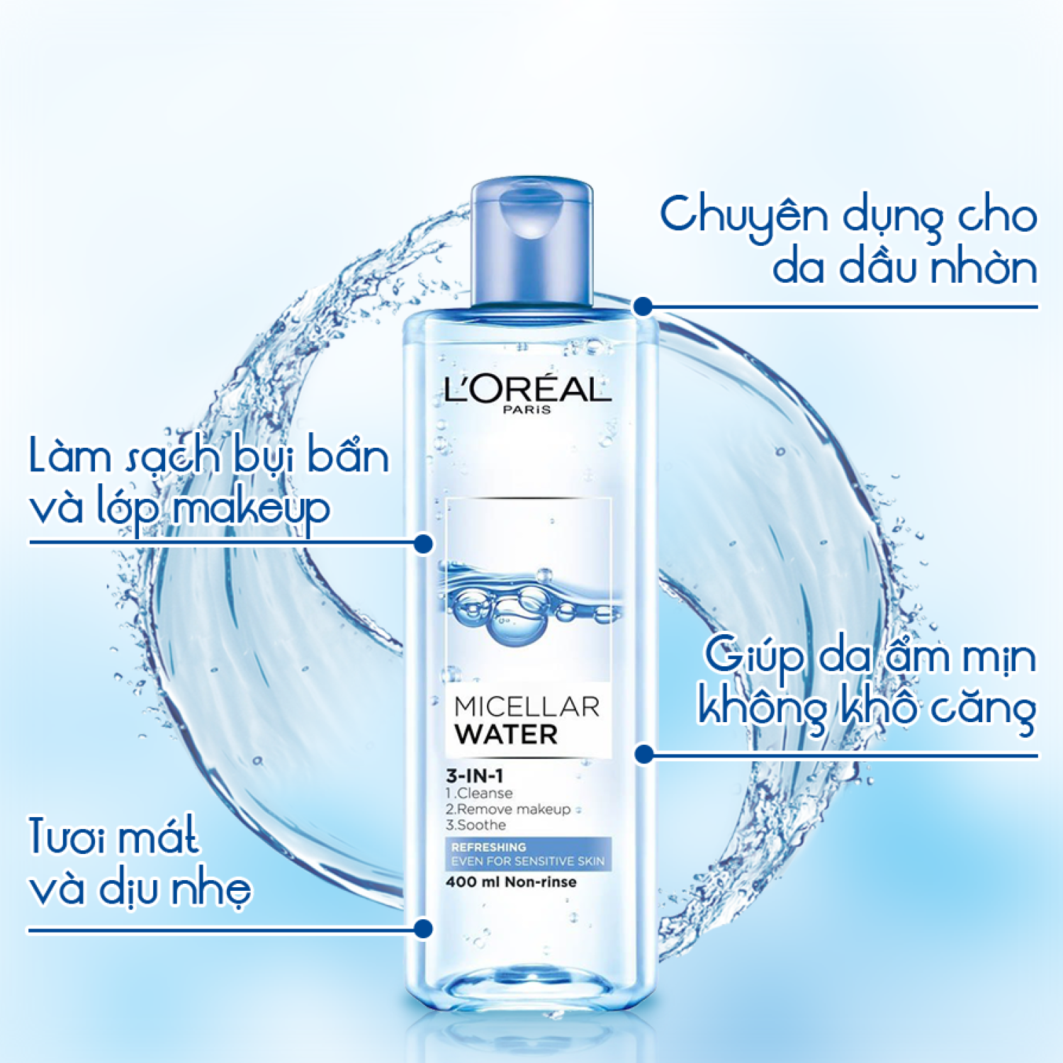 NƯỚC TẨY TRANG LORE'AL WATER -CHAI 95ml