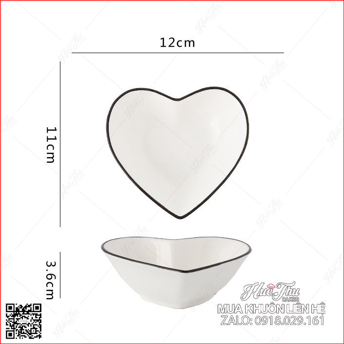 Bát trái tim viền đen, viền vàng 12cm, chén tim sứ decor - trang trí đồ ăn, mâm cúng