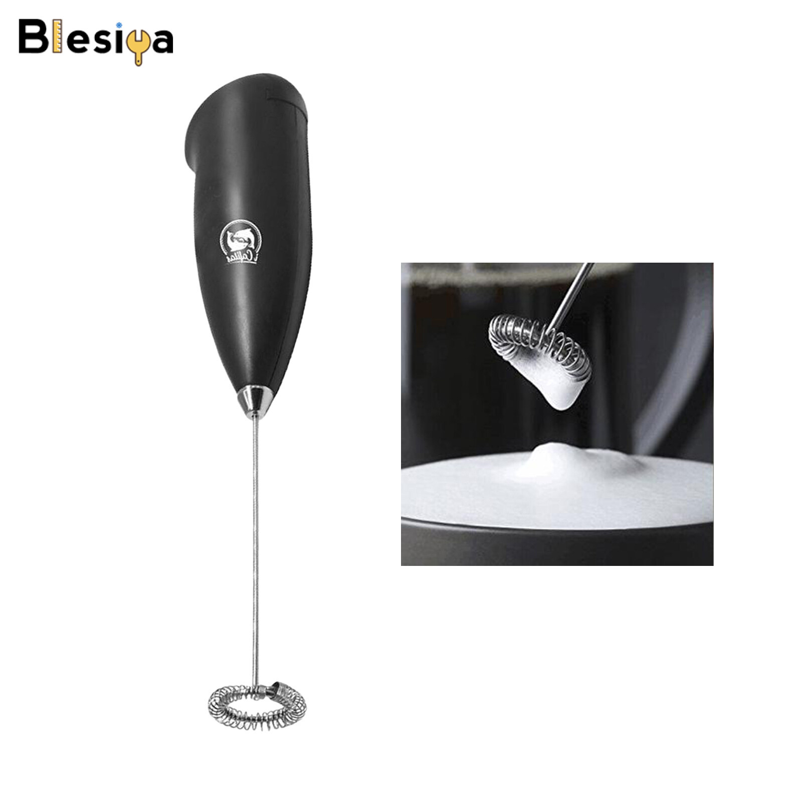 Blesiya Stainless Steel Milk Frother Handheld Practical Handle Egg Beater for Juice