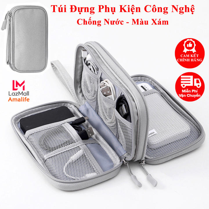 Túi Đựng Phụ Kiện Công Nghệ 2 Ngăn Mini Du Lịch Chống Nước, Túi Du Lịch Đựng Tai Nghe, Dây Dữ Liệu Túi Đựng Điện Dự Phòng, Không Thấm Nước, Đa Chức...