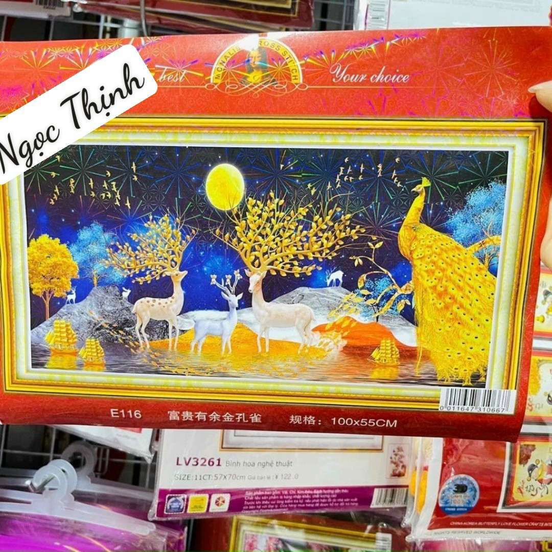 Tranh thêu chữ thập phú Quý Bình Ankt 100x50cm