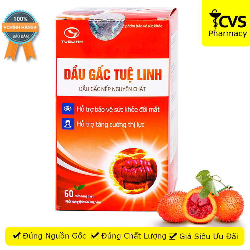 [HCM]Dầu gấc Tuệ Linh - Viên uống hỗ trợ tăng cường thị lực làm đẹp da ( Hộp 60 Viên) - cvspharmacy