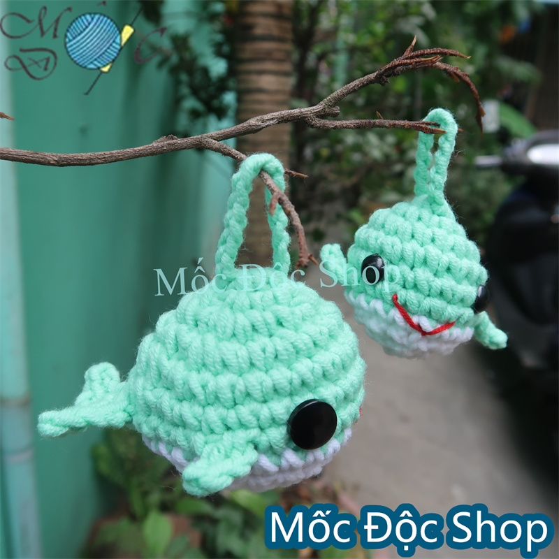 Móc khóa len handmade cá voi (nhiều màu)