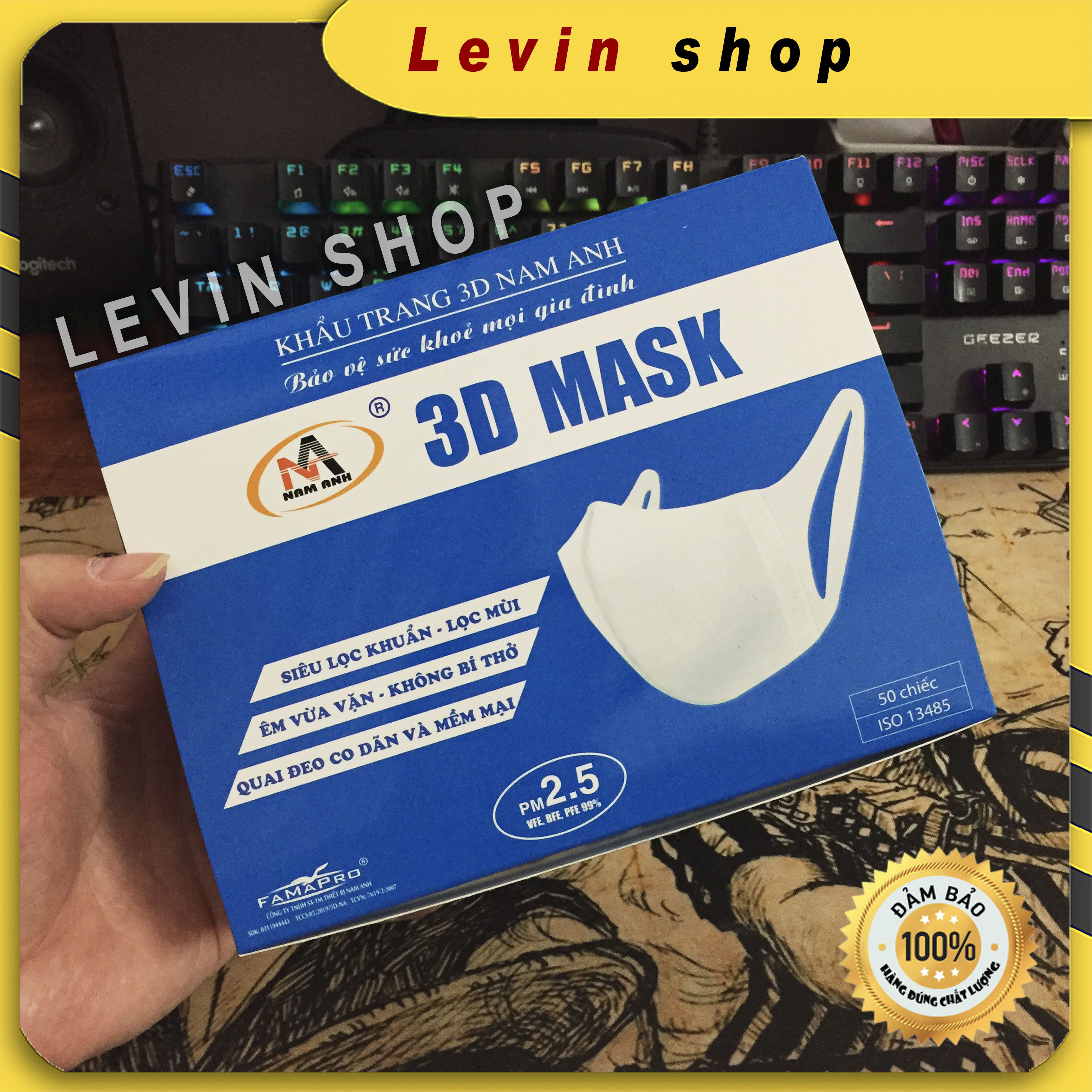 [Hộp 50 chiếc] Khẩu trang 3D Mask Nam Anh -