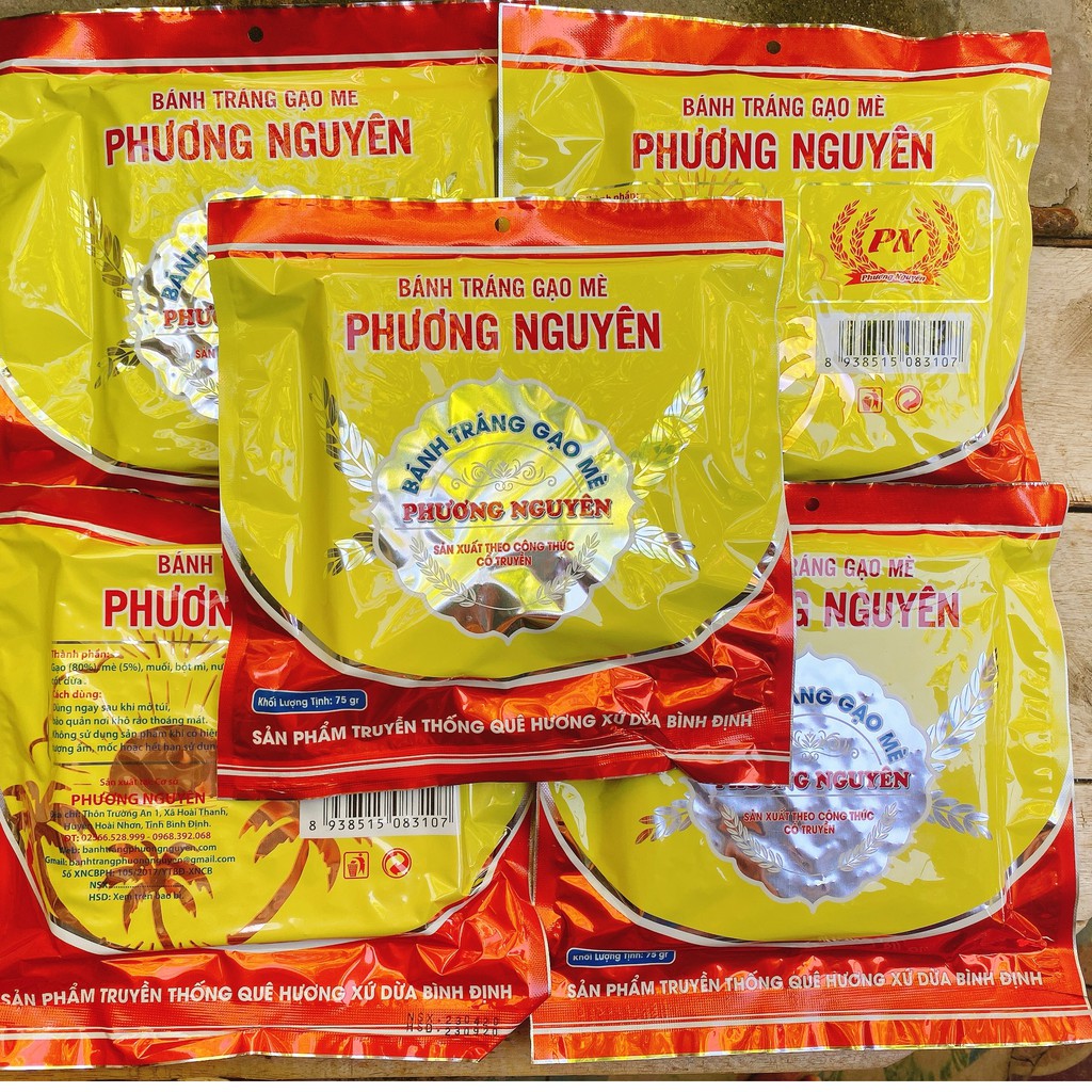 Combo 5 gói bánh tráng gạo mè Phương Nguyên nướng sẵn ( gói 75gram )