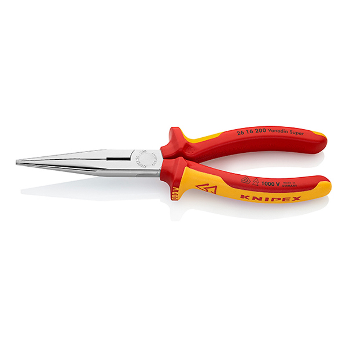 Kìm knipex mỏ nhọn cách điện 1000v 200mm snipe nose 26 16 200 - hàng chính hãng 100% từ đức